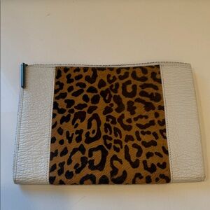 Women’s Philip Lim 3.1 Leopard Print Clutch with Cream Accents